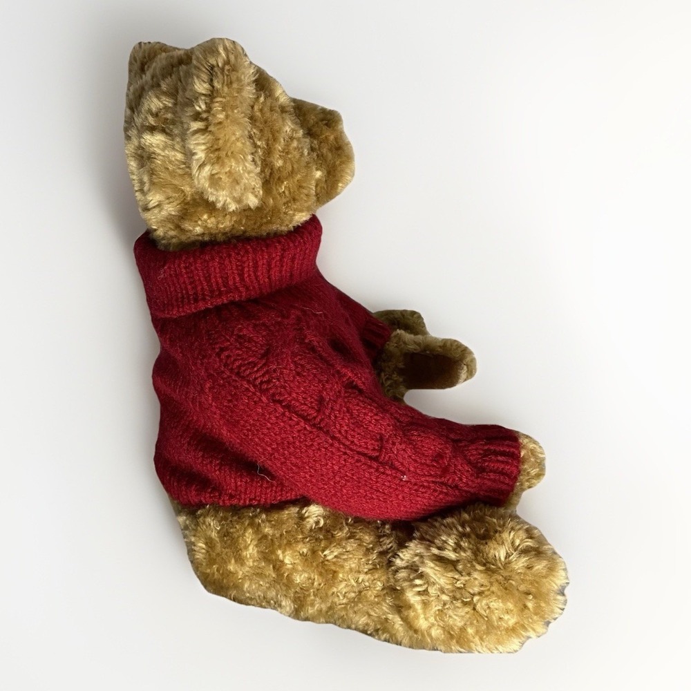 Vintage 18 Inch Teddy Bear Y2K Presidents Choice 'Jaden' Red‎ Cable Knit Sweater - Picture 4 of 6